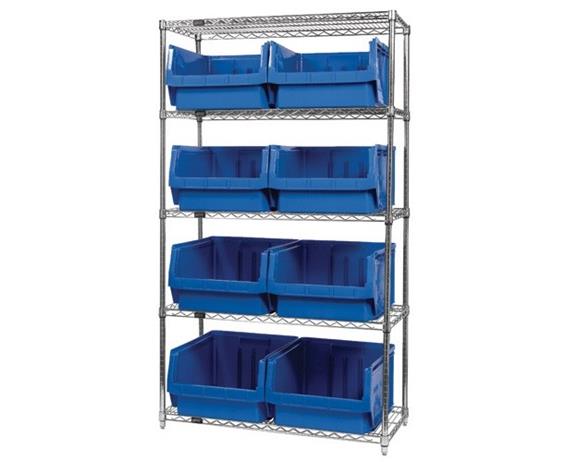CHROME WIRE SHELVING UNITS WITH MAGNUM BINS